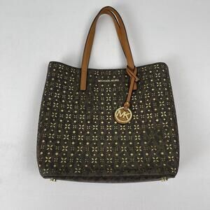 Michael Kors Medium Hayley N/S Top Zip Tote in Brown New Without Tags